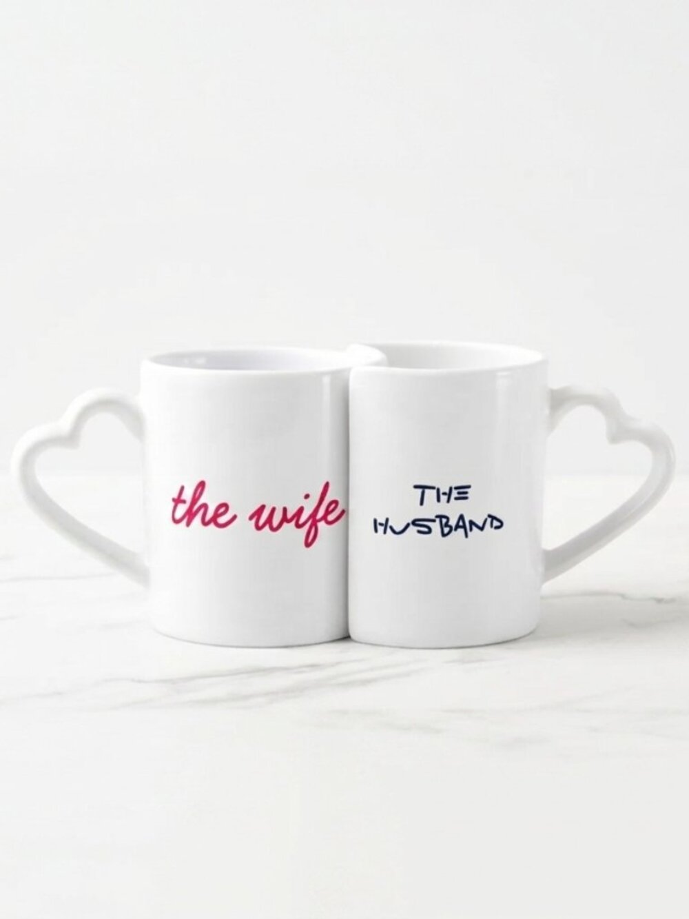 His & Hers Couples Mug Set Heart Handle Ceramic Coffee Cups Wedding Gift
